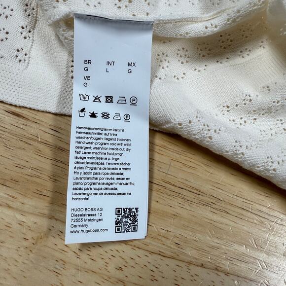 Boss Hugo Boss C Feli Pointelle Fit and Flare Sweater Dress White Women's Size L - Picture 10 of 12